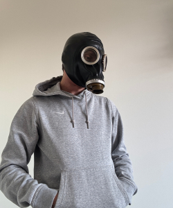 Gas mask GP5 black colour. Rubber hood, breathe play mask