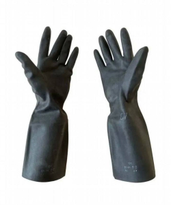 Heavy rubber hazmat gloves