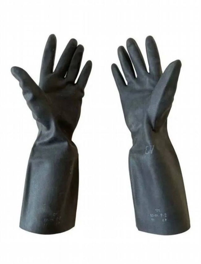 Heavy rubber hazmat gloves