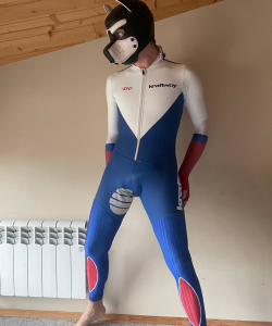 Ice skate rubberized hooded suit